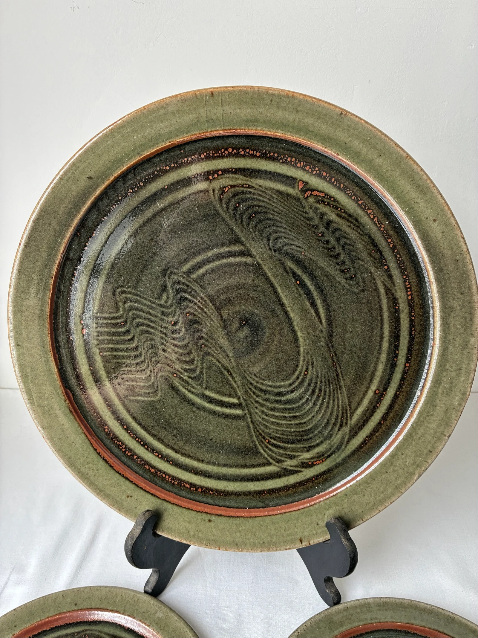Vintage Studio Pottery Keramiek Service - 4 pièces - Vert/Brun – photo 5